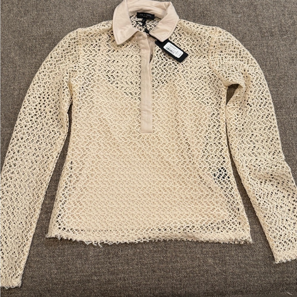 NWT Rag & Bone Turtledove Mesh Polo Size XS